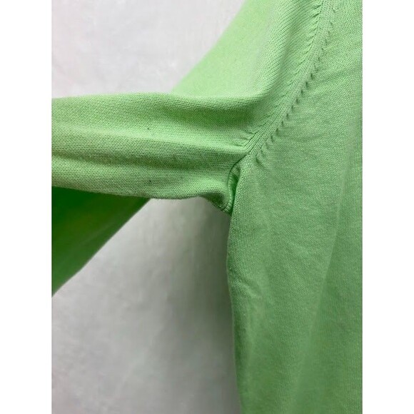 Women's Quaker Factory Size 1x Green Sweater Christmas Tree Pearl Accents V Neck - Picture 6 of 7